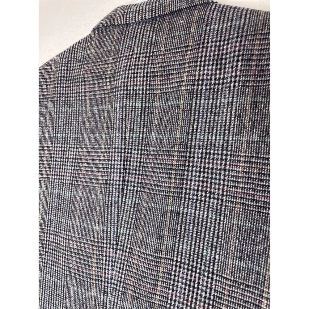 Mens Pure Wool Blazer Sport Coat Glen Plaid 40R Grey John Alexander